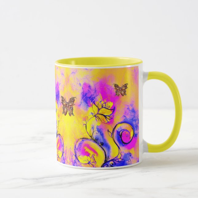 WHIMSICAL FLOWERS  AND BUTTERFLIES MUG (Right)