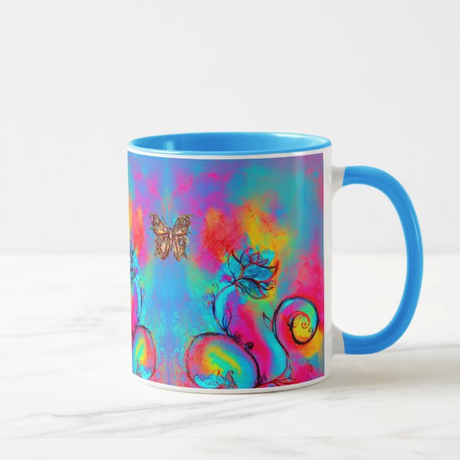 WHIMSICAL FLOWERS  AND BUTTERFLIES MUG (Right)