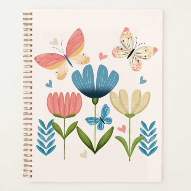 Whimsical Flowers and Butterflies Planner (Front)