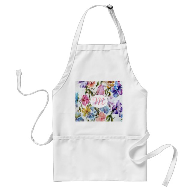 WHIMSICAL FLOWERS AND BUTTERFLIES STANDARD APRON (Front)