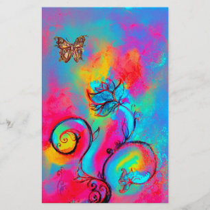 WHIMSICAL FLOWERS AND BUTTERFLIES STATIONERY