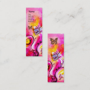WHIMSICAL FLOWERS AND GOLD BUTTERFLY MINI BUSINESS CARD