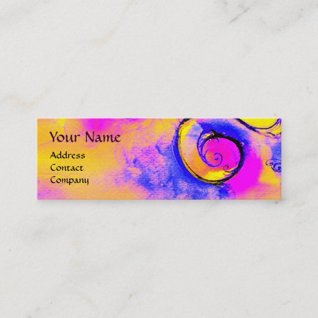 WHIMSICAL FLOWERS AND GOLD  BUTTERFLY MONOGRAM MINI BUSINESS CARD (Front)