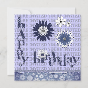 Whimsical Flowers Birthday Party Invitations