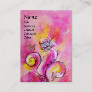 WHIMSICAL FLOWERS & BUTTERFLIES pink yellow purple Business Card