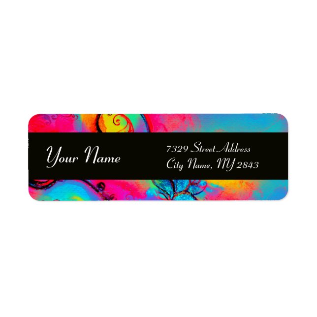 WHIMSICAL FLOWERS & BUTTERFLY blue pink yellow (Front)