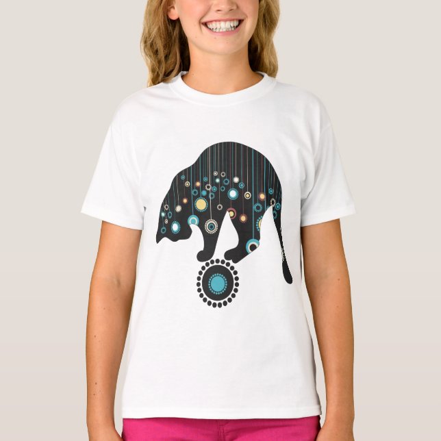 Whimsical Flowers Cat T-Shirt (Front)
