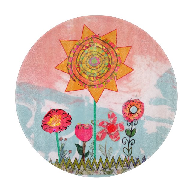 Whimsical Flowers  Cutting Board (Front)