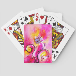 WHIMSICAL FLOWERS,FLORAL SWIRLS Pink Yellow Blue Playing Cards