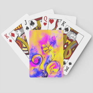 WHIMSICAL FLOWERS,FLORAL SWIRLS Pink Yellow Blue  Playing Cards
