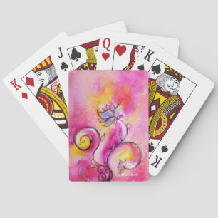 WHIMSICAL FLOWERS,FLORAL SWIRLS  Soft Pink Yellow Playing Cards