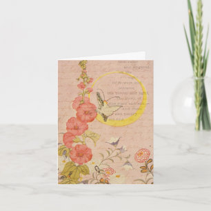 Whimsical Flowers Girly Pink Garden Moon Thank You Card