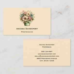 Whimsical Flowers in a Planter Pot Cute Florist Business Card