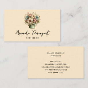 Whimsical Flowers in a Planter Pot Cute Florist Business Card