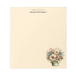 Whimsical Flowers in a Planter Pot Cute Notepad