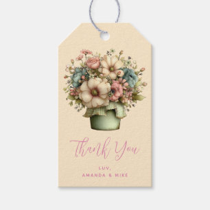 Whimsical Flowers in a Planter Pot Cute - Party Gift Tags