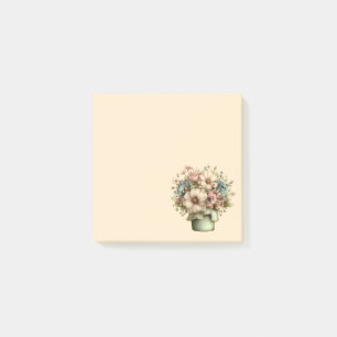 Whimsical Flowers in a Planter Pot Cute Post-it Notes