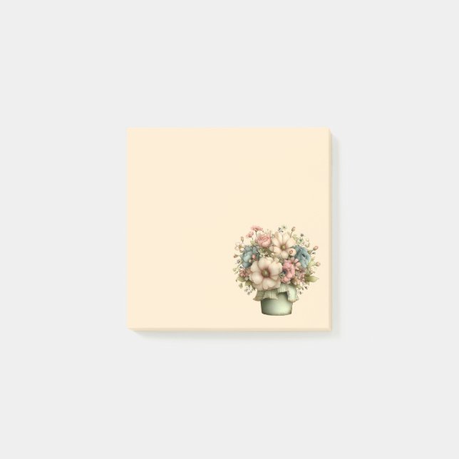 Whimsical Flowers in a Planter Pot Cute Post-it Notes (Front)