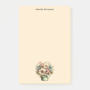 Whimsical Flowers in a Planter Pot Cute Post-it Notes