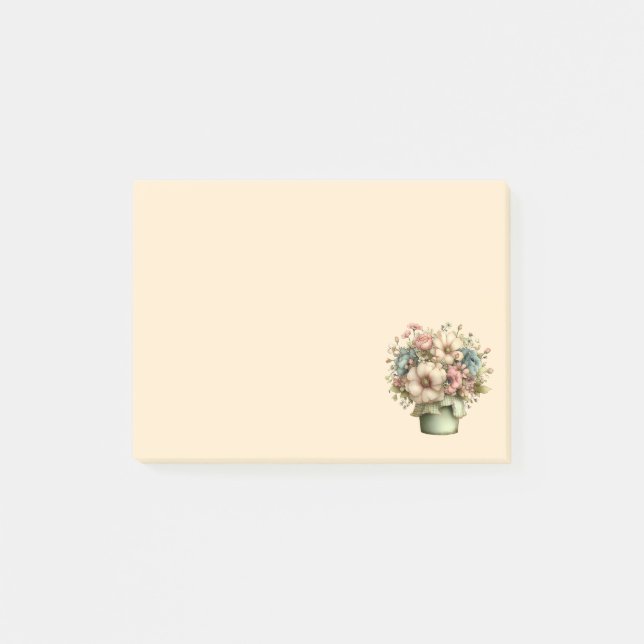 Whimsical Flowers in a Planter Pot Cute Post-it Notes (Front)