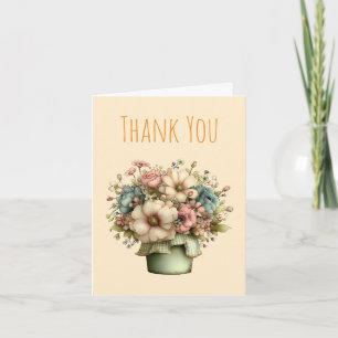 Whimsical Flowers in a Planter Pot Cute Thank You Card