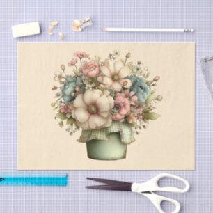 Whimsical Flowers in a Planter Pot Cute Tissue Paper