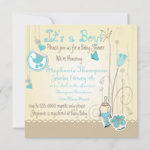 Whimsical Flowers It's A Boy Baby Shower Invitation