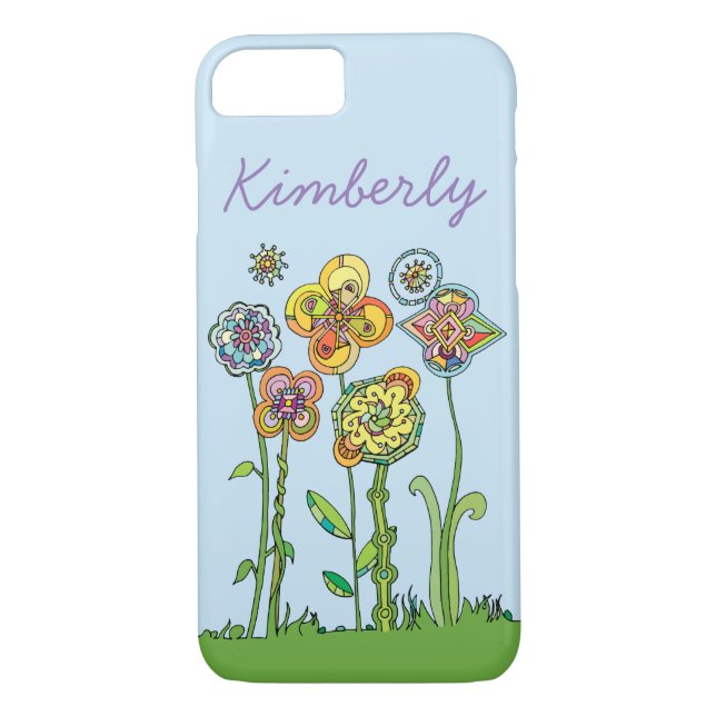 Whimsical Flowers l Personalise + DIY background Case-Mate iPhone Case (Back)
