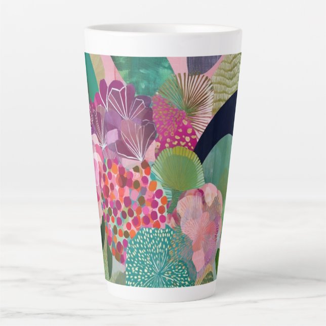 Whimsical flowers latte mug (Front)