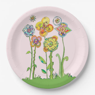 Whimsical Flowers Paper Plate