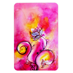 WHIMSICAL FLOWERS pink fuchsia yellow purple Magnet