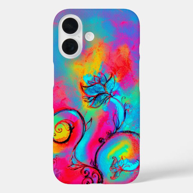 WHIMSICAL FLOWERS pink yellow blue Case-Mate iPhone Case (Back)
