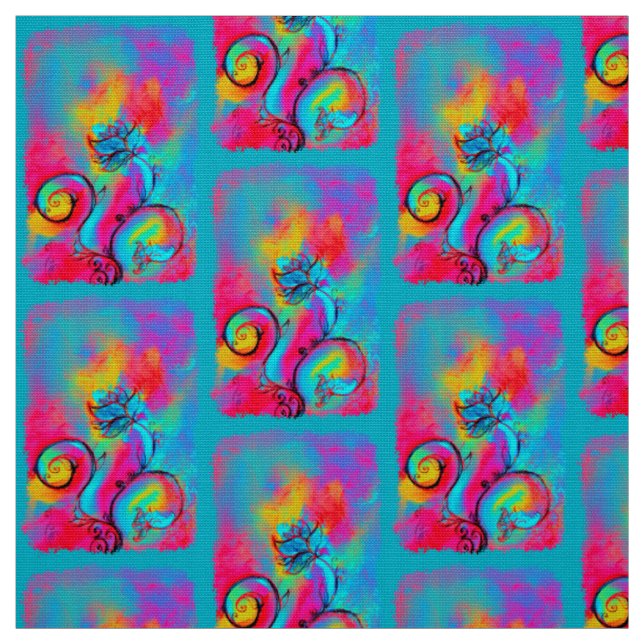 WHIMSICAL FLOWERS pink yellow blue Fabric (Swatch)