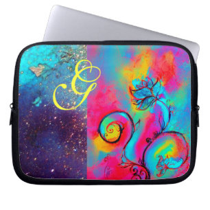 WHIMSICAL FLOWERS pink yellow purple,blue Laptop Sleeve