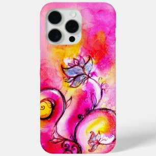 WHIMSICAL FLOWERS,Pink Yellow Purple Floral Swirls iPhone 15 Pro Max Case
