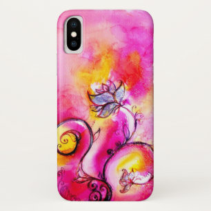 WHIMSICAL FLOWERS,Pink Yellow Purple Floral Swirls iPhone X Case