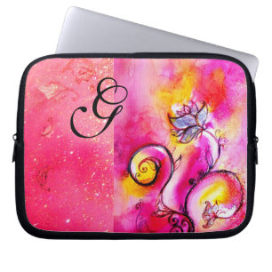 WHIMSICAL FLOWERS pink yellow purple Laptop Sleeve