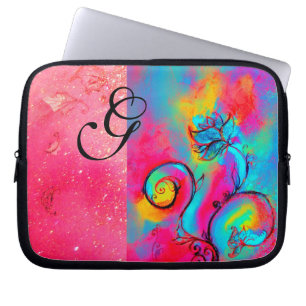 WHIMSICAL FLOWERS pink yellow purple Laptop Sleeve
