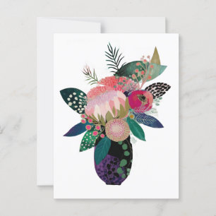 Whimsical flowers postcard
