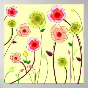 Whimsical Flowers Poster