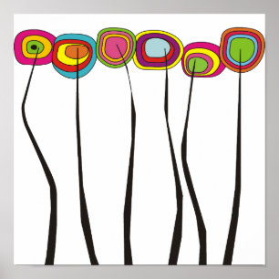 Whimsical Flowers Poster With Bold Color