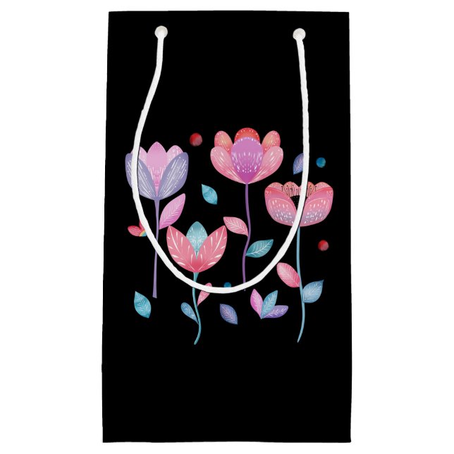 Whimsical Flowers  Small Gift Bag (Front)