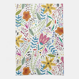 Whimsical Flowers Tea Towel