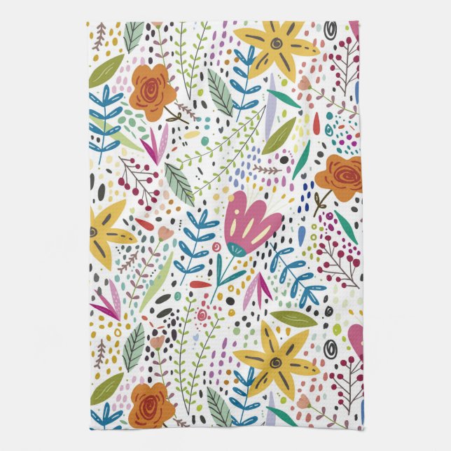 Whimsical Flowers Tea Towel (Vertical)
