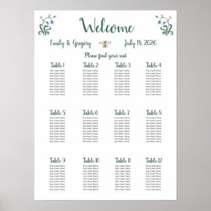 Whimsical Flowers Wedding Poster
