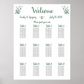 Whimsical Flowers Wedding Poster