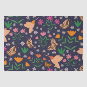 Whimsical Flowers  with birds and butterflies   Tissue Paper