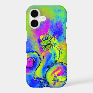 WHIMSICAL FLOWERS Yellow Purple Green Floral Swirl