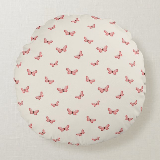 Whimsical Fluttering Butterflies Pattern Round Cushion (Front)