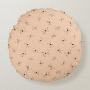 Whimsical Fluttering Butterflies Pattern Round Cushion